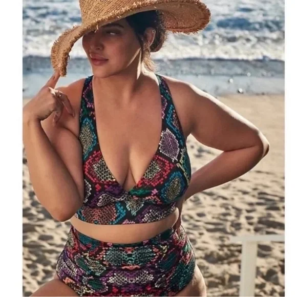 Torrid snakeprint bikini swimsuit - bottoms new no tags, top EUC - Picture 2 of 13